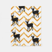 Nahtloses Muster mit schwarzem Hirsch und goldener Fleecedecke (Vorderseite)