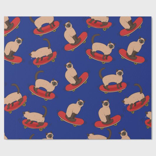 Nahtloses Muster mit siamesischen Katzen auf Skate Geschenkpapier (Flach)