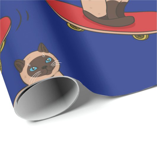 Nahtloses Muster mit siamesischen Katzen auf Skate Geschenkpapier (Rolleneckpunkt)