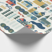 Nahtloses Muster mit skandinavischem Dorf in der V Geschenkpapier (Ecke)