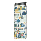 Nahtloses Muster mit skandinavischem Dorf in der V Thermosbecher (Nach links gedreht)