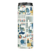 Nahtloses Muster mit skandinavischem Dorf in der V Thermosbecher (Rückseite)