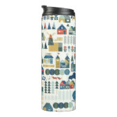 Nahtloses Muster mit skandinavischem Dorf in der V Thermosbecher (Nach rechts gedreht)