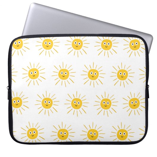 Nahtloses Muster mit Sonne. , Vintage Keuchhusten Laptopschutzhülle (Vorderseite)