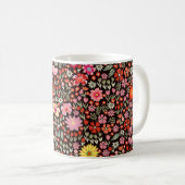 Nahtloses Muster mit Sonnenblumen, Tulpen Kaffeetasse (VorderseiteRechts)