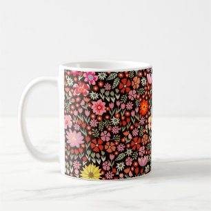 Nahtloses Muster mit Sonnenblumen, Tulpen Kaffeetasse