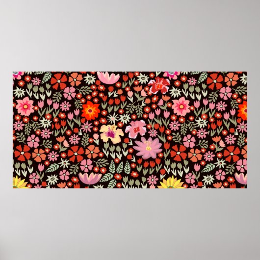 Nahtloses Muster mit Sonnenblumen, Tulpen Poster (Vorne)