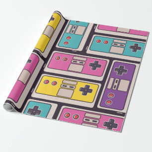 Nahtloses Muster mit Spiel-Joysticks. Farbige Ill Geschenkpapier