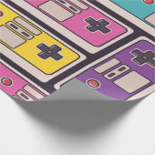 Nahtloses Muster mit Spieljoysticks. Farbige Krank Geschenkpapier (Ecke)