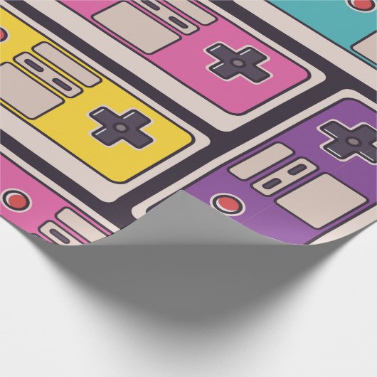 Nahtloses Muster mit Spieljoysticks. Farbige Krank Geschenkpapier (Ecke)