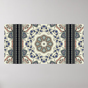 Nahtloses Muster mit Stammes-Mandala Poster