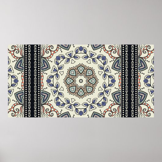 Nahtloses Muster mit Stammes-Mandala Poster (Vorne)