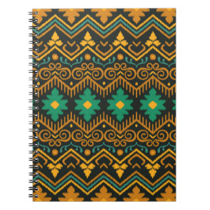 Nahtloses Muster mit Stickerei. Ikat Fabric. Eth Notizblock