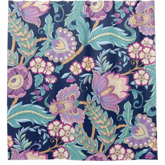 Nahtloses Muster mit stilisierten Blume  Duschvorhang (Vorderseite)