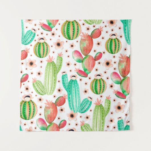 Nahtloses Muster mit Sukkulenten. Kakteen Wandteppich (Vorderseite)