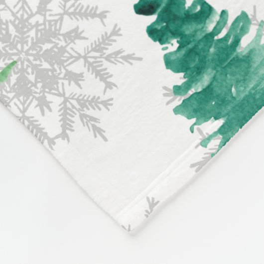 Nahtloses Muster mit Tannenbaum und Schneeflocken. Fleecedecke (Ecke)