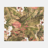 Nahtloses Muster mit tropischen Blätter und Blume. Fleecedecke (Vorderseite (Horizontal))