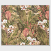 Nahtloses Muster mit tropischen Blätter und Blume. Geschenkpapier (Flach)
