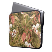 Nahtloses Muster mit tropischen Blätter und Blume. Laptopschutzhülle (Vorderseite Links)