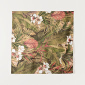 Nahtloses Muster mit tropischen Blätter und Blume. Wandteppich (Vorderseite (Horizontal))