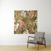 Nahtloses Muster mit tropischen Blätter und Blume. Wandteppich (Beispiel (Horizontal))
