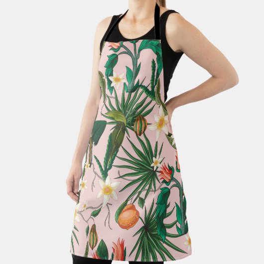 Nahtloses Muster mit tropischen Blättern, Blume un Schürze (InSitu)