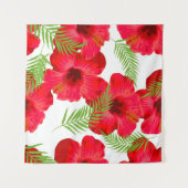 Nahtloses Muster mit tropischer Blume, Palmen verl Wandteppich (Vorderseite (Horizontal))