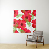 Nahtloses Muster mit tropischer Blume, Palmen verl Wandteppich (Beispiel)