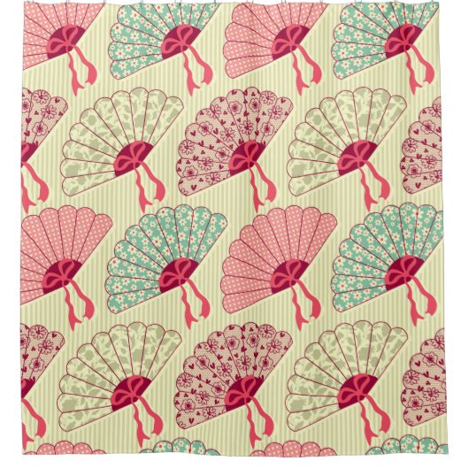 Nahtloses Muster mit Ventilatoren.  Duschvorhang (Vorderseite)