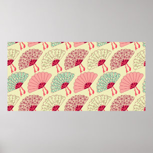 Nahtloses Muster mit Ventilatoren. Poster