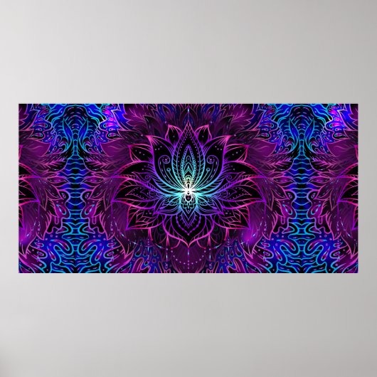 Nahtloses Muster mit verzierter Lotus-Blume. ayurv Poster (Vorne)