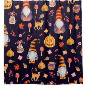 Nahtloses Muster mit Vintagen Halloween-Elementen. Duschvorhang