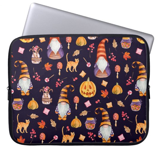 Nahtloses Muster mit Vintagen Halloween-Elementen. Laptopschutzhülle (Vorderseite)
