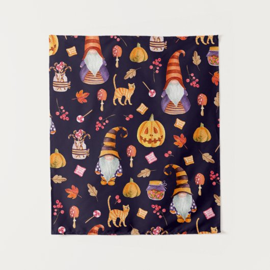 Nahtloses Muster mit Vintagen Halloween-Elementen. Wandteppich (Vorderseite)