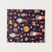 Nahtloses Muster mit Vintagen Halloween-Elementen. Wandteppich (Vorderseite (Horizontal))