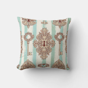 Nahtloses Muster mit Vintagen Schlüsseln und Schlö Kissen