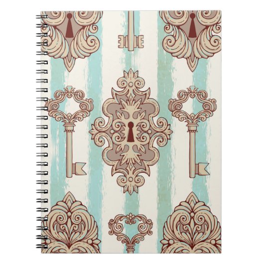 Nahtloses Muster mit Vintagen Schlüsseln und Schlö Notizblock (Vorderseite)