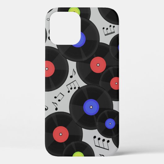 Nahtloses Muster mit Vinyl-Platten und Noten. Case-Mate iPhone Hülle (Rückseite)