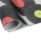 Nahtloses Muster mit Vinyl-Platten und Noten. Geschenkpapier (Rolleneckpunkt)