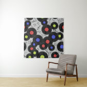 Nahtloses Muster mit Vinyl-Platten und Noten. Wandteppich (Beispiel (Horizontal))