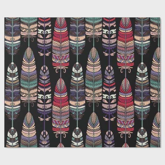Nahtloses Muster mit Vogelfedern. Tribal Art a Geschenkpapier (Flach)