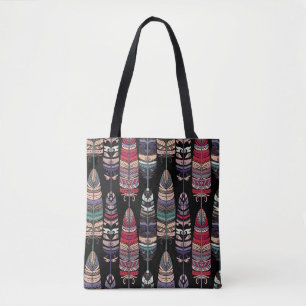 Nahtloses Muster mit Vogelfedern. Tribal Art a Tasche