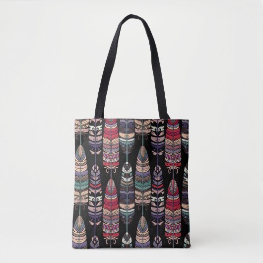 Nahtloses Muster mit Vogelfedern. Tribal Art a Tasche (Vorderseite)