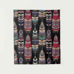 Nahtloses Muster mit Vogelfedern. Tribal Art a Wandteppich