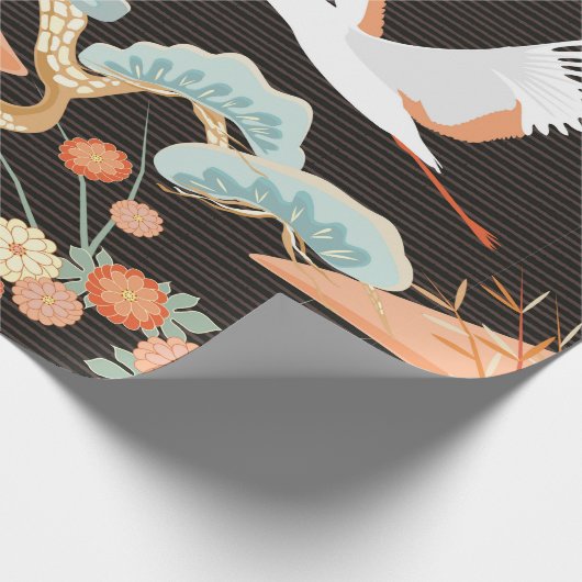 Nahtloses Muster mit Vögeln. Kranich Heron. Japane Geschenkpapier (Ecke)