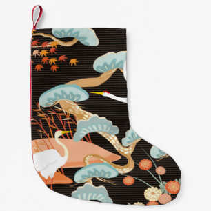 Nahtloses Muster mit Vögeln. Kranich Heron. Japane Kleiner Weihnachtsstrumpf