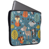 Nahtloses Muster mit Waldtieren auf blauem Rücken Laptopschutzhülle (Vorne Rechts)