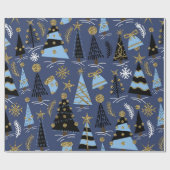 Nahtloses Muster mit Weihnachtsbäumen, Glitzer Geschenkpapier (Flach)