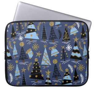 Nahtloses Muster mit Weihnachtsbäumen, Glitzer Laptopschutzhülle