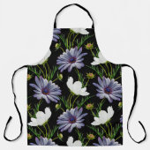 Nahtloses Muster mit weißem Kosmos und blauer Diss Schürze (Vorderseite)